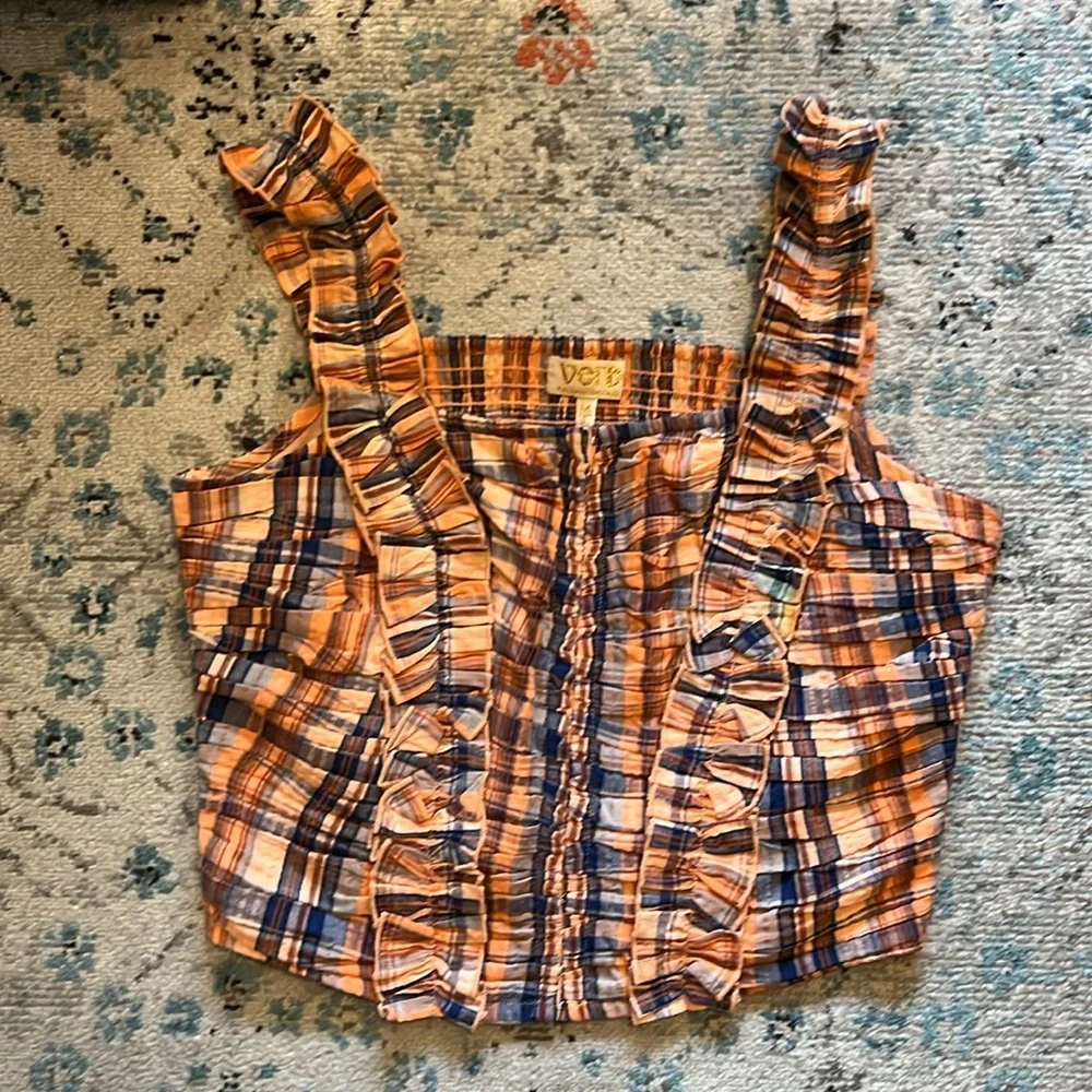 NWT Anthro Ruffled Plaid Corset Sleeveless Top Medium - Picture 7 of 16